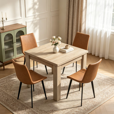 Aurik 5-piece Extendable Dining Table Set For 4,31.5"-62.9" Rectangle Drop Leaf Kitchen Table With 4 Upholstered Dining Chairs