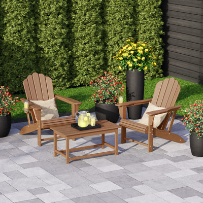 Outdoor Poly Adirondack Chair Set With Coffee Table