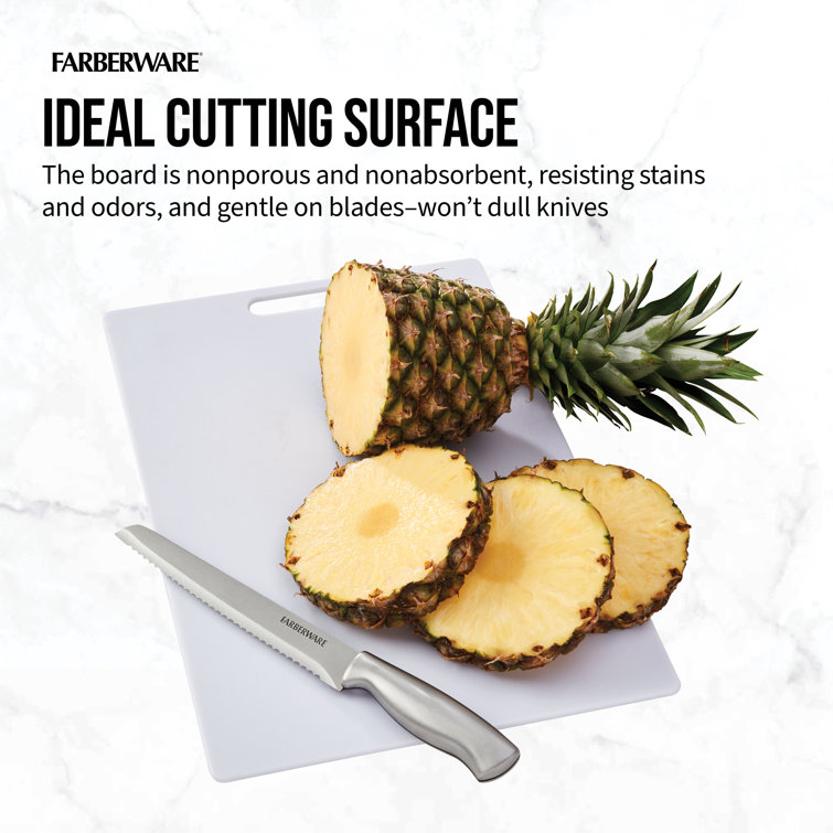Farberware 3 Pieces Plastic Cutting Board Set, Rectangle, White & Reviews