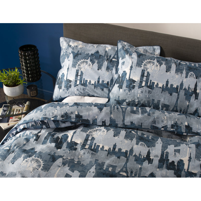 Cotton Abstract Duvet Cover Set with Pillowcases, Double - 2 Standard Pillowcases