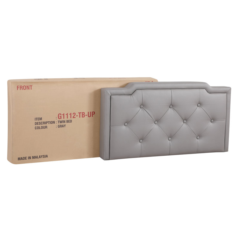 Upholstered Panel Bed, Twin, Gray