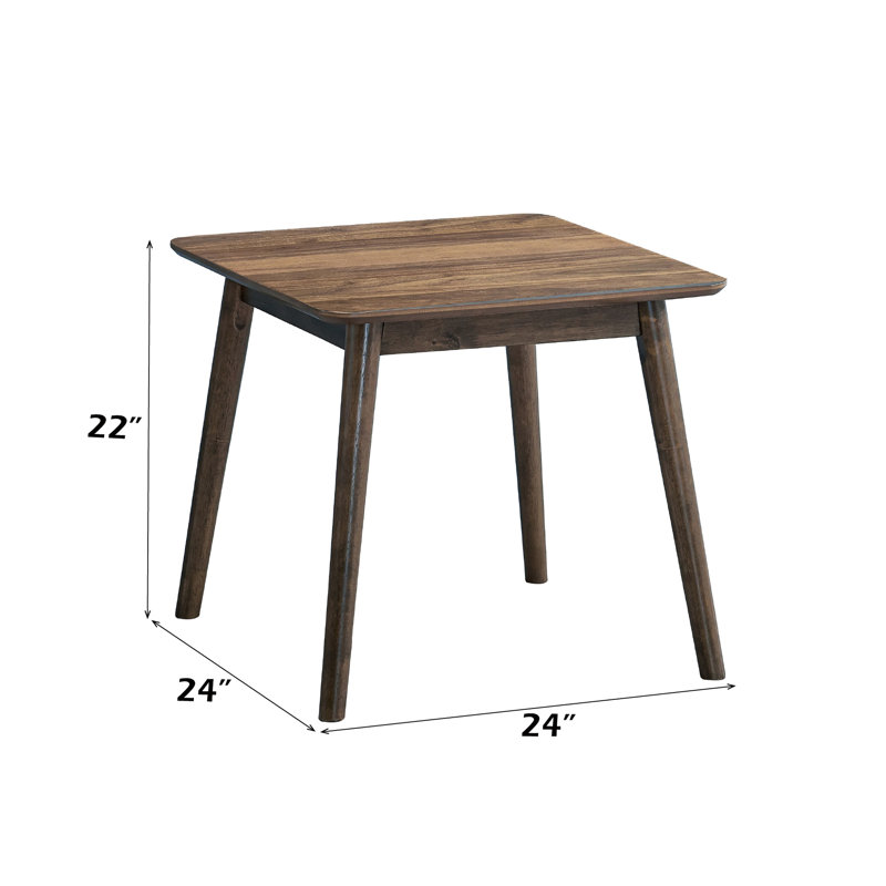 Table de bout contemporaine en noyer et en bois d'hévéa massif teinté noyer, d'une largeur de 24 pouces de profondeur, d'une hauteur de 22 pouces, d'un produit de 30 lb, d'une limite de 40 avec la largeur du produit, de la hauteur, du poids, de la capacité