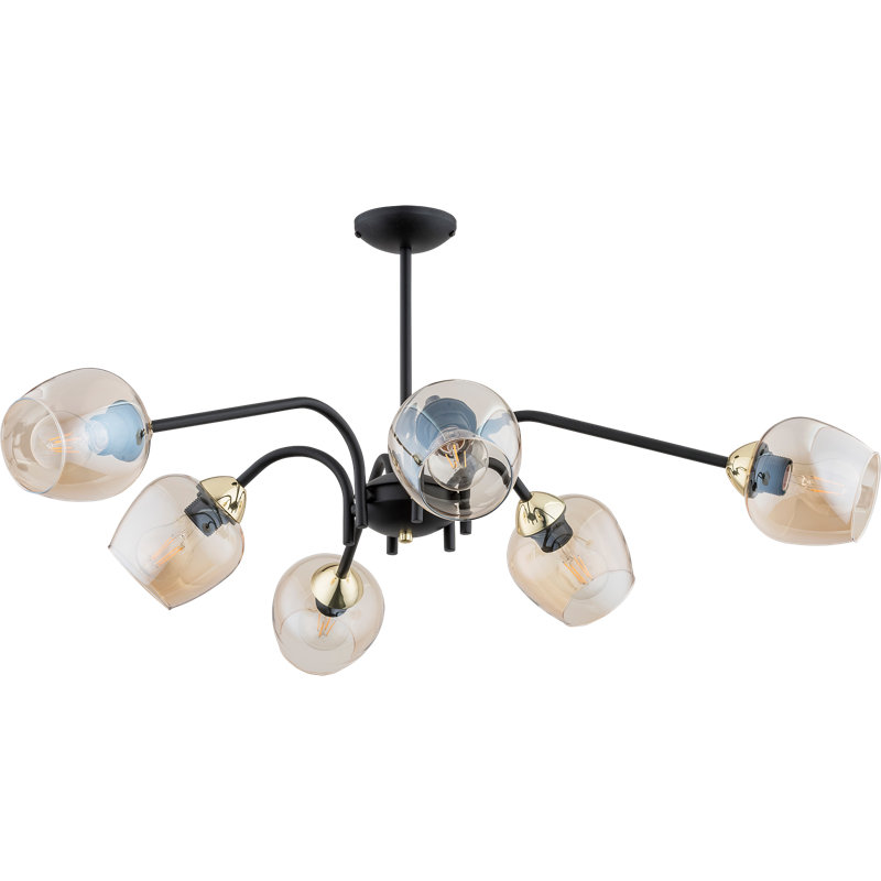 Dickerson 6 - Light Shaded Chandelier, Gold, Amber