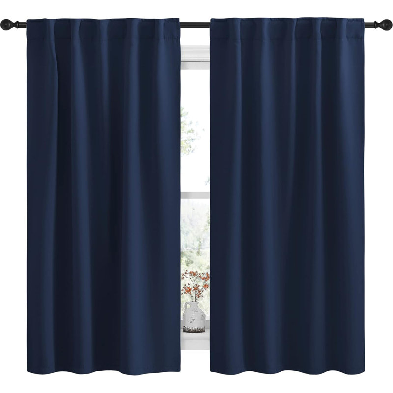 Blackout Curtains for Living Room, Thermal Insulated Solid Window Panels, Room Darkening Drapes for Bedroom/Kitchen, 2 Pieces