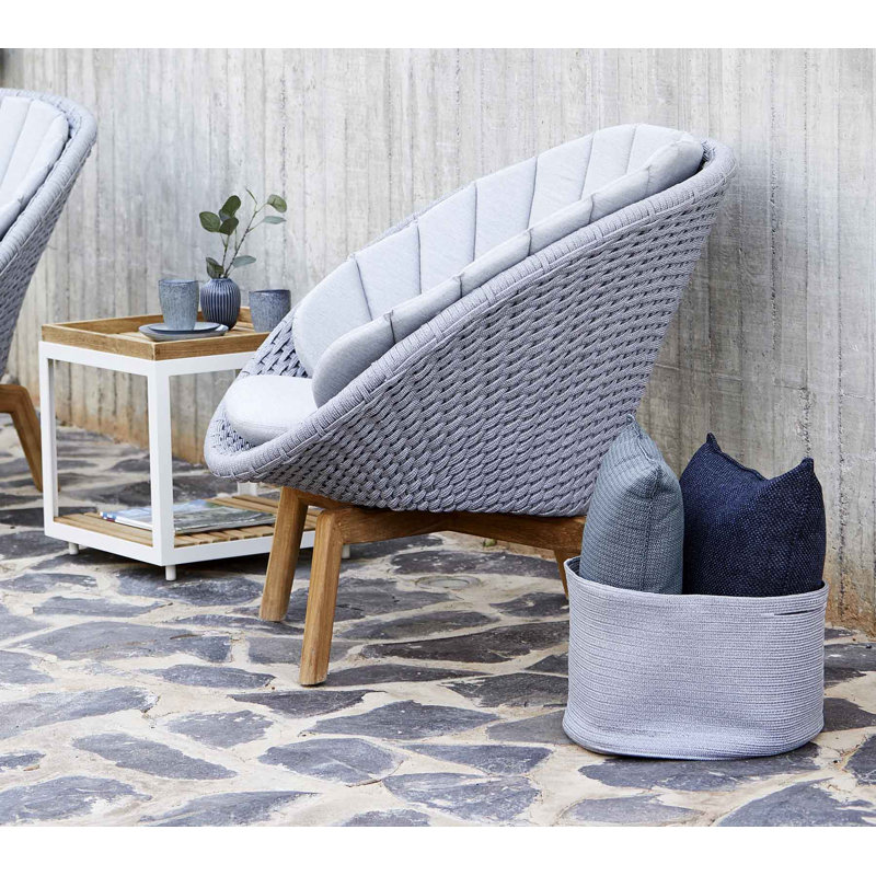 Level Outdoor Square Coffee Table, White, 18.9" W x 18.9" L x 16.6" H