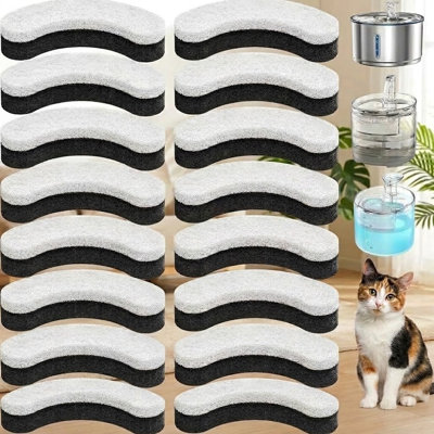 Lot de 16 filtres à eau de rechange pour fontaines à eau compatibles avec les animaux domestiques.