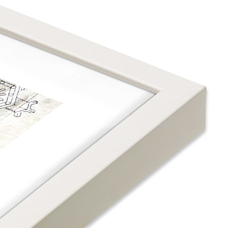 Impression d'arbre de Noël rustique argenté, Cadre simple blanc opaque, H 13,5 po x l 13,5 po x P 1,25 po