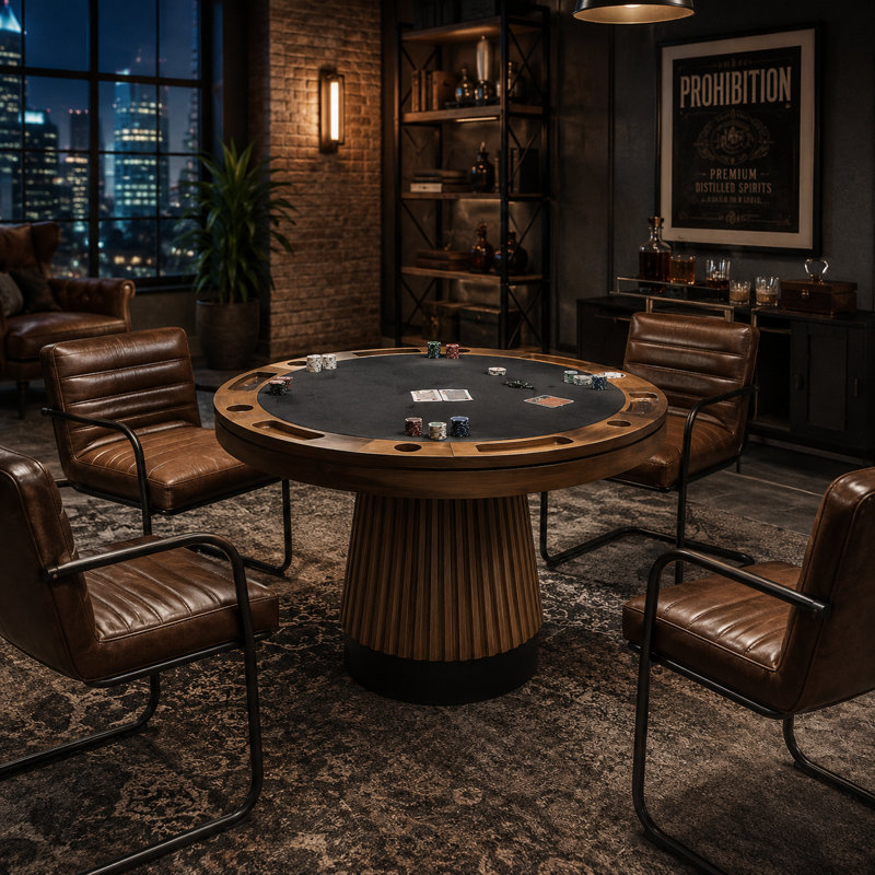 Prohibition Series 48" 2 In 1 Poker Table - Walnut By RAM Game Room, Walnut