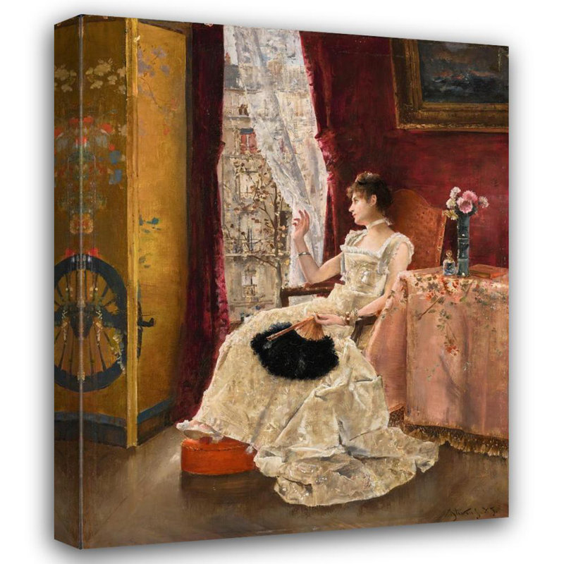 "Reverie" par Alfred Stevens - Art mural sur toile tendue avec châssis, H 18 po x l 14 po