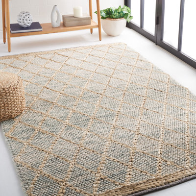 Tapis géométrique en laine / coton tissé à la main Fayelynn