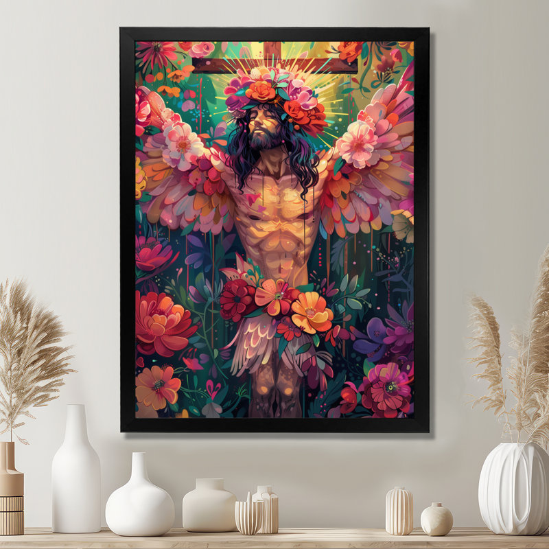 Portrait de Jésus, ange chrétien, I - décoration murale, Toile tendue, H 12 po x l 20 po