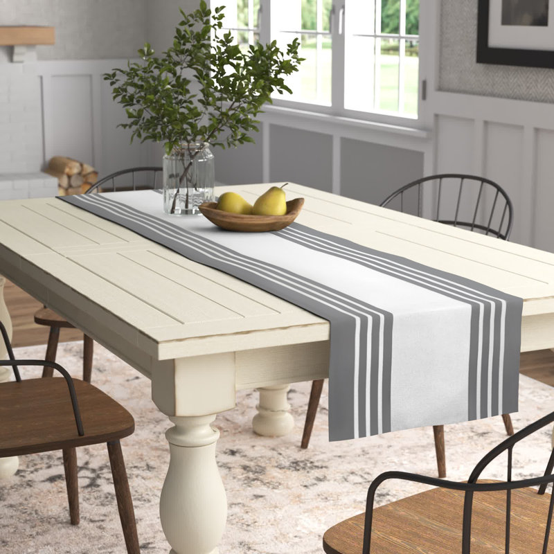 Doster Table Runner, 72" x 16", Gray, Geomestric