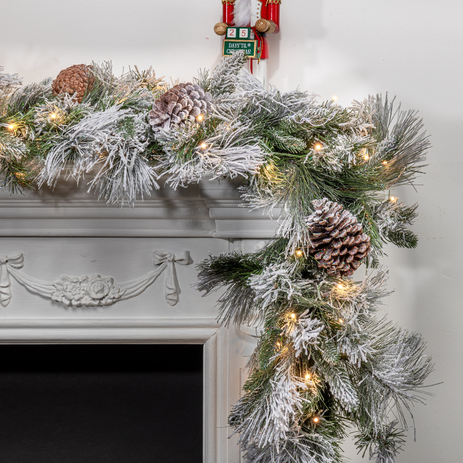 108" Frosted Pre-Lit Christmas Garland