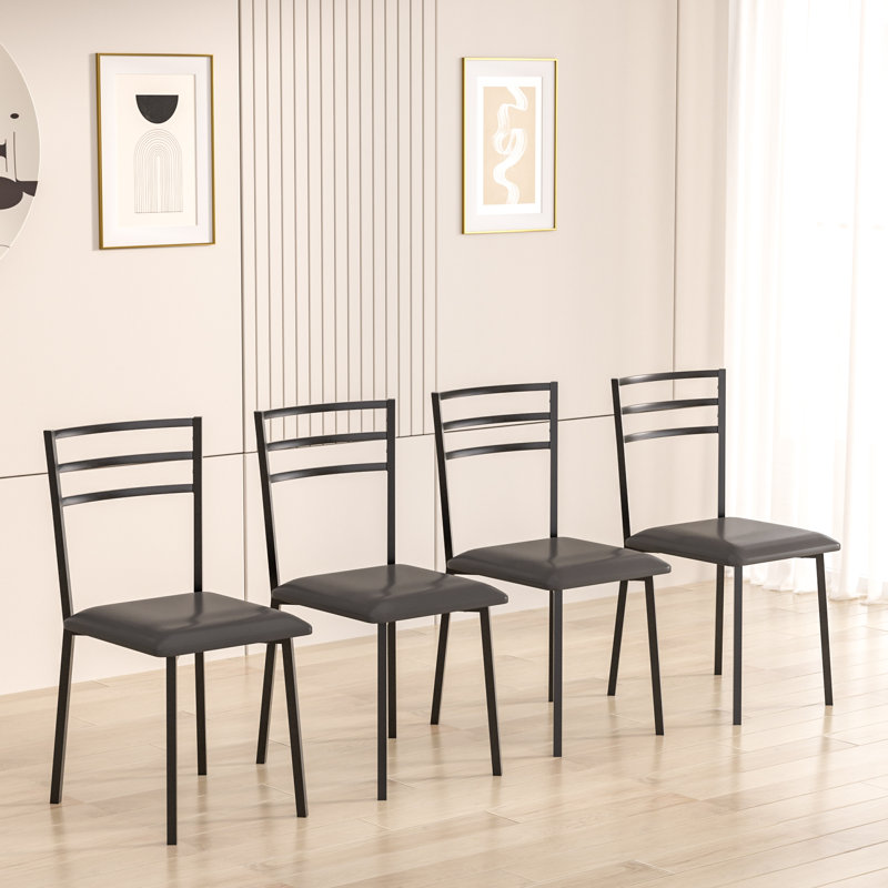 Drewann Black Dining Chair with Upholstered, 4