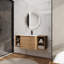 Meuble-lavabo mural avec lavabo en céramique, deux tablettes ouvertes et porte à fermeture en douceur-132237719