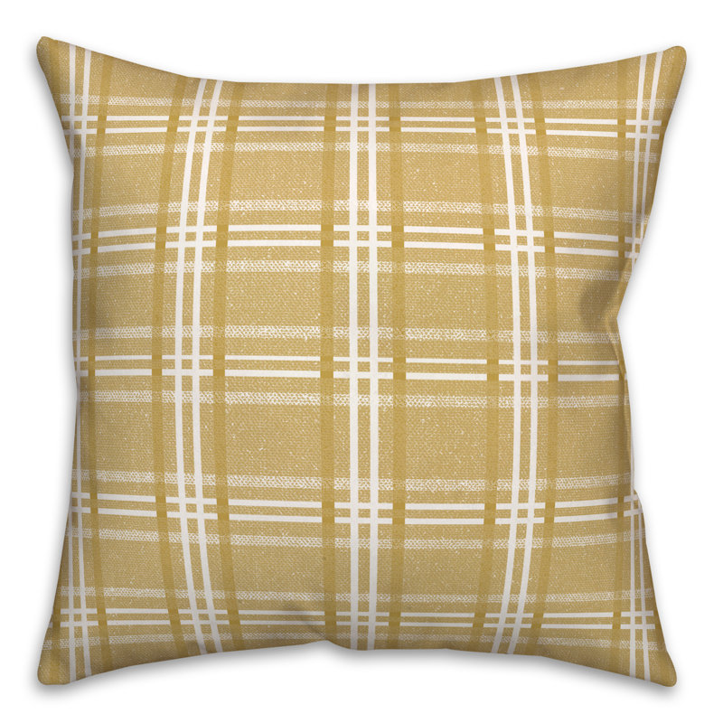 Housse et insert de coussin carré extérieur Busy Plaid 12, 20 po x 20 po, Jaune