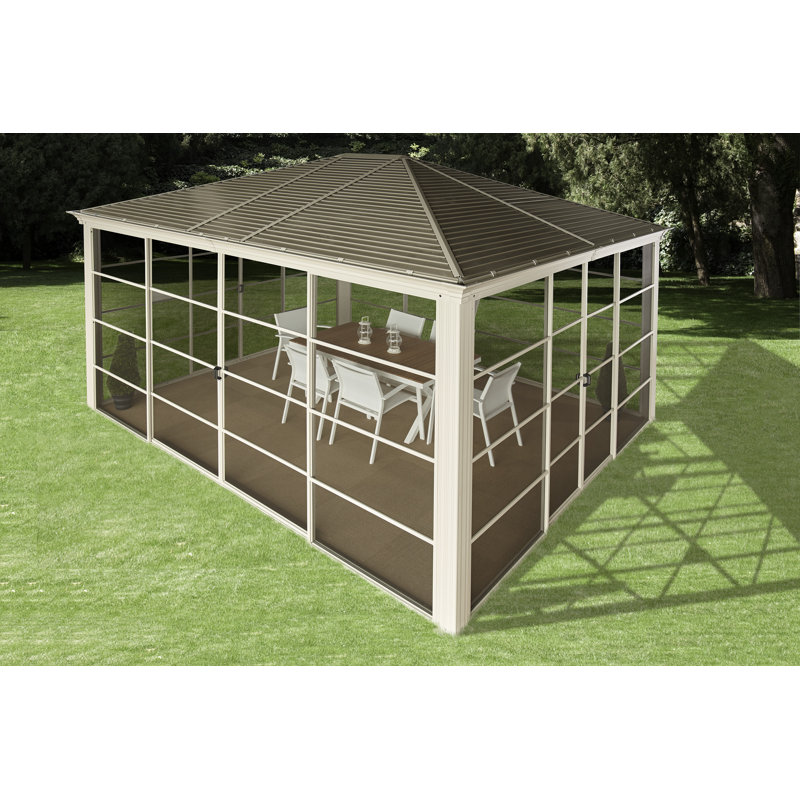 12 Ft x 14 Ft Champagne Aluminum and Steel Gazebo