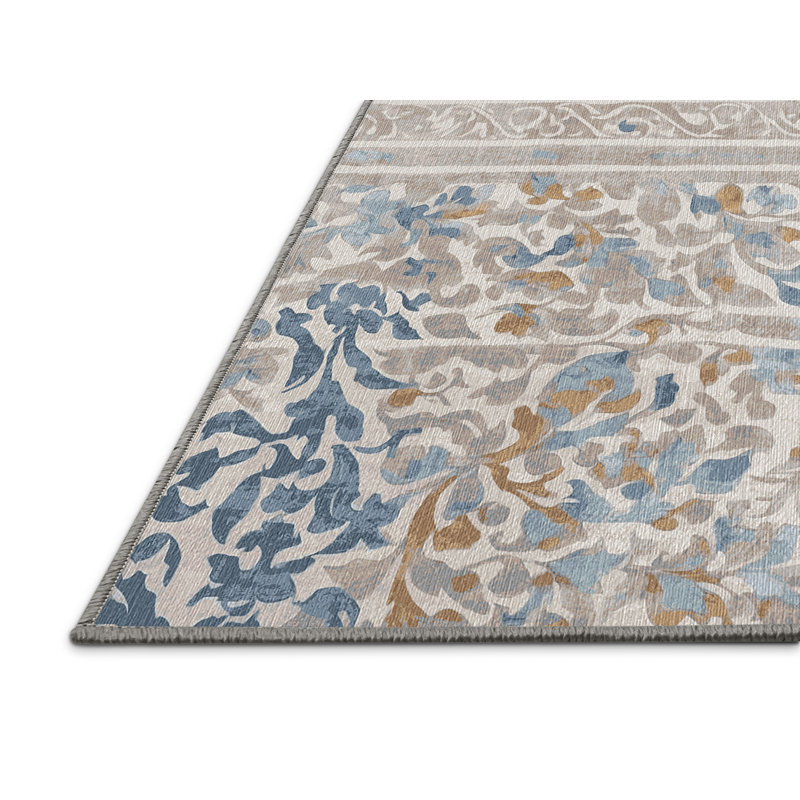 Machine Washable Gray Area Rug, Square 8'