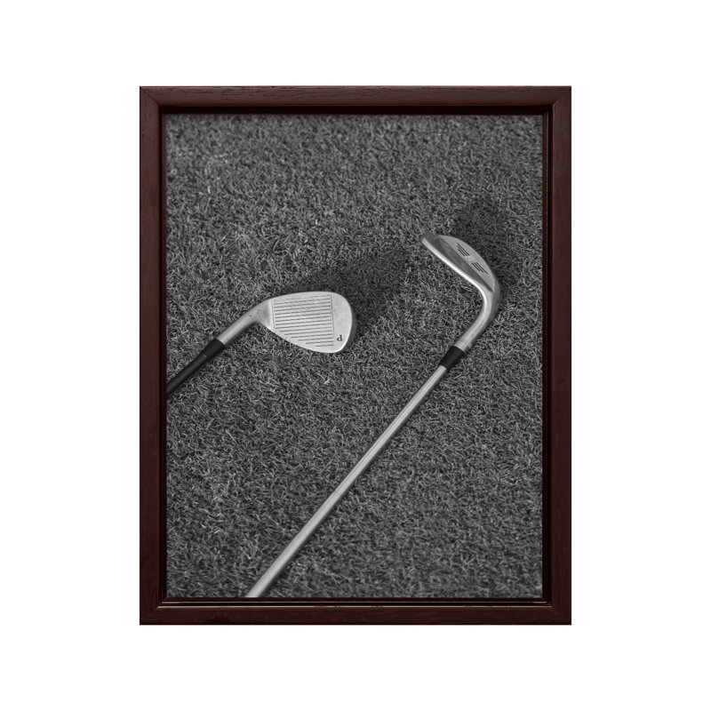 Golfs sur le terrain, Canvas, Brown Framed, 11"H x 14"W