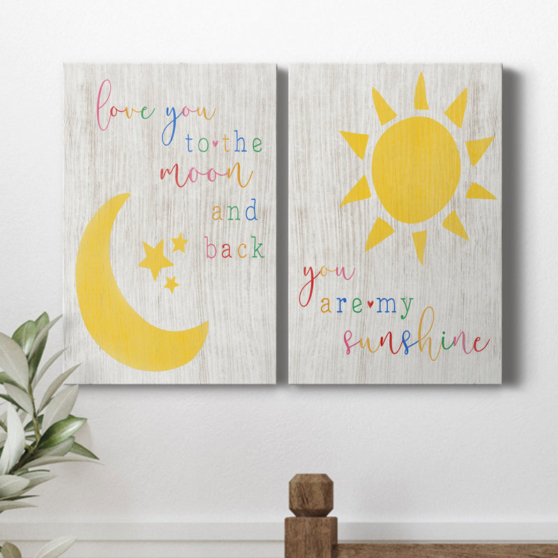 To the Moon and Back - Ensemble de 2 reproductions d'art texturé sur toile tendue, H 12 po x l 16 po x P 1 po