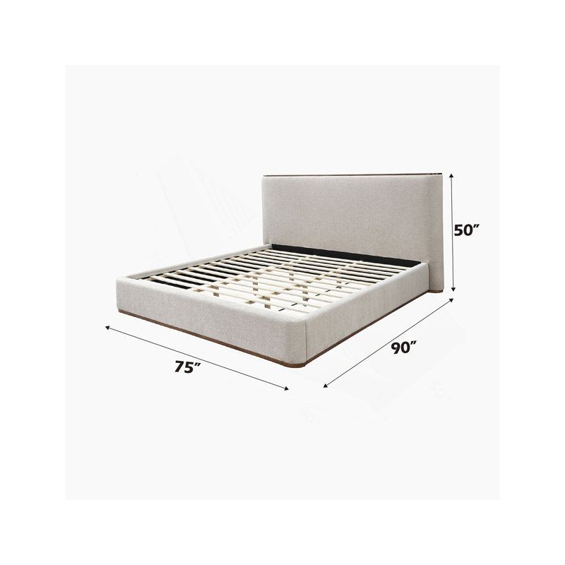 Grand lit Orane en tissu gris, Grand lit