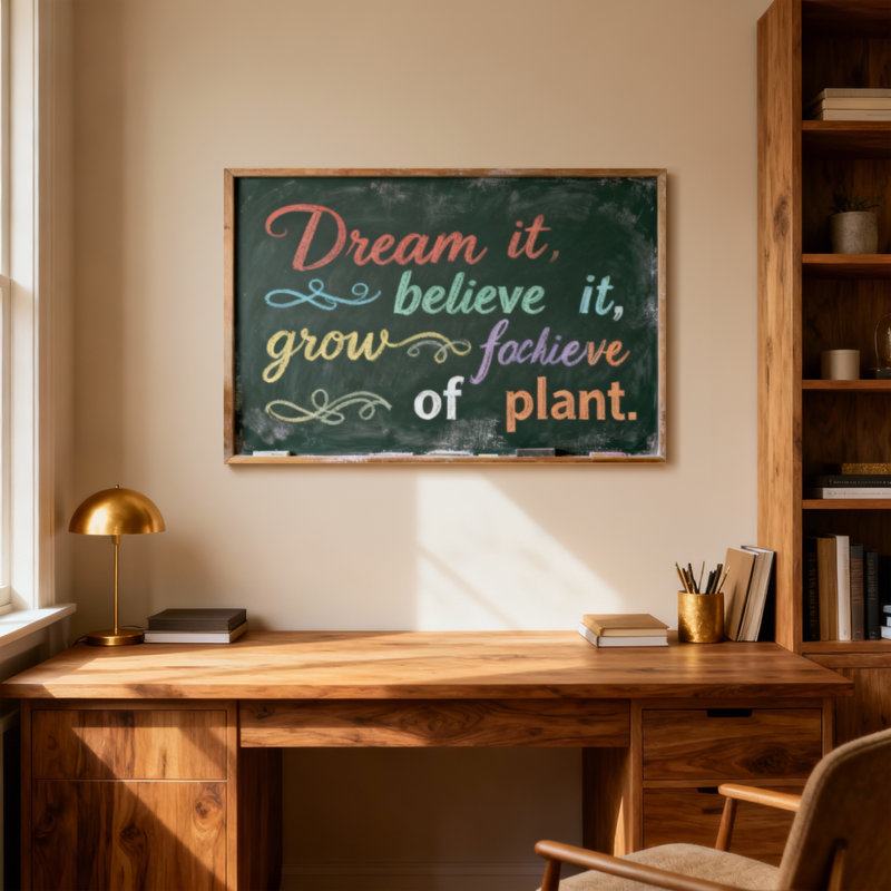 Texte et chiffres Dream Believe Grow Achieve Plant, H 12 po x l 18 po