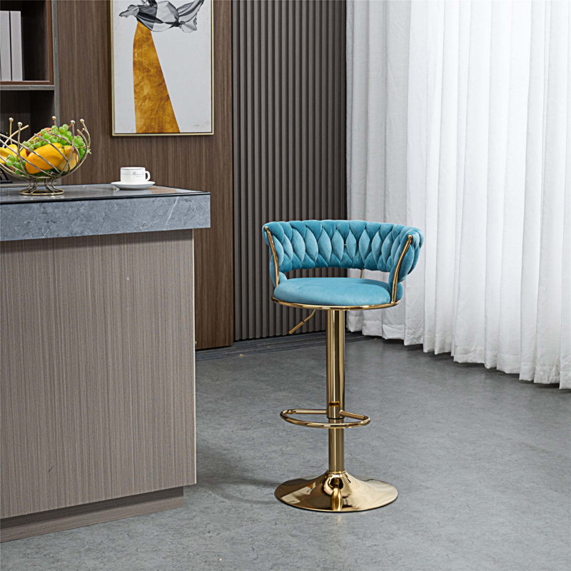 Tabouret pivotant à hauteur réglable Niambi, Bleu