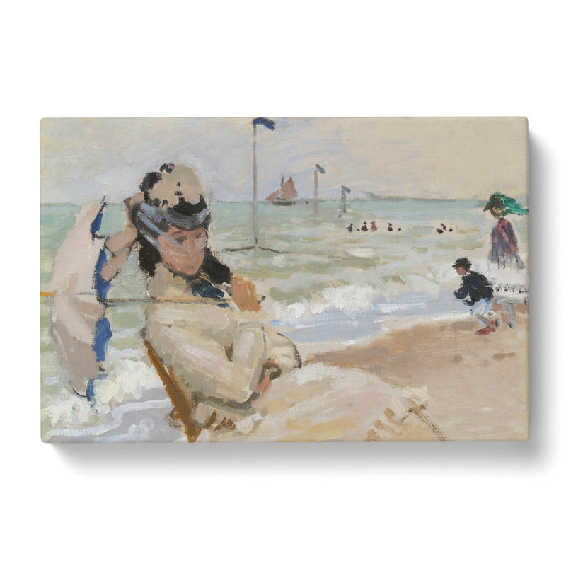 Camille On The Beach In Trouville by Claude Monet - Wrapped Canvas Painting, 50cm H x 76cm W x 3cm D