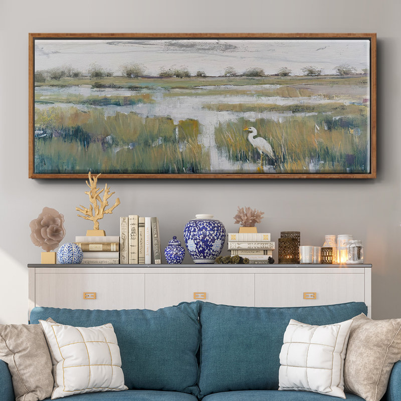 Marshland View VI - Framed Canvas, 24" H x 60" W