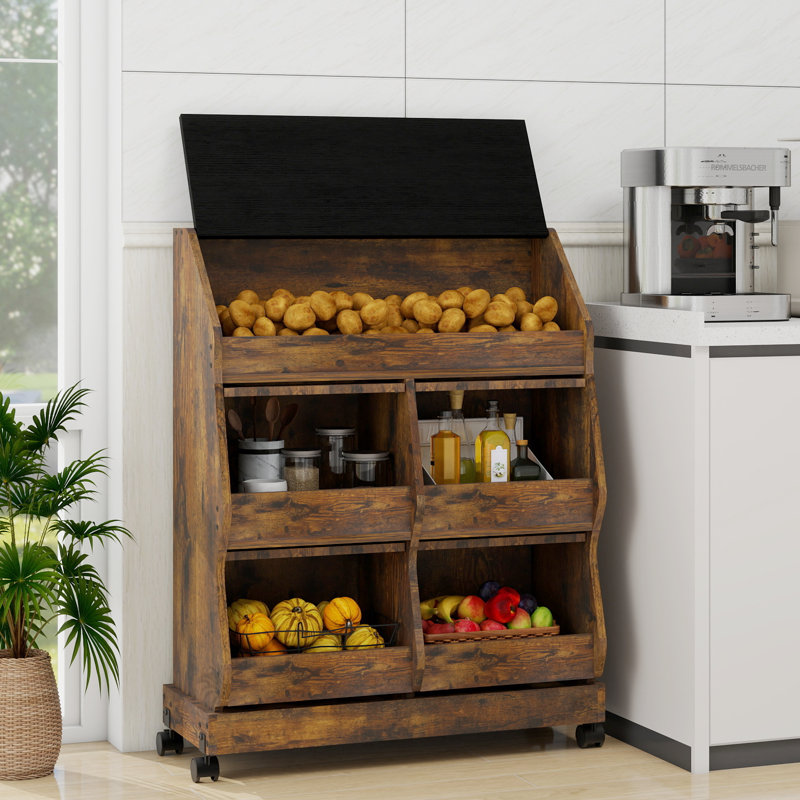 Potato And Onion Storage Bin With Wheels