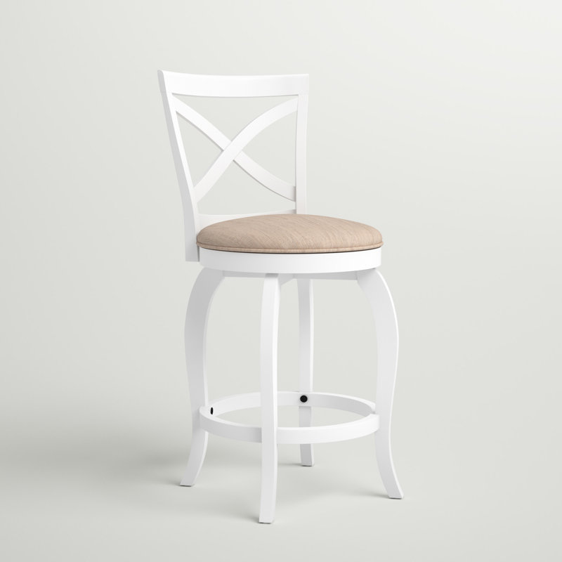 Brumback Swivel Upholstered Counter Stool, White, Counter Stool (25.25" Seat Height)