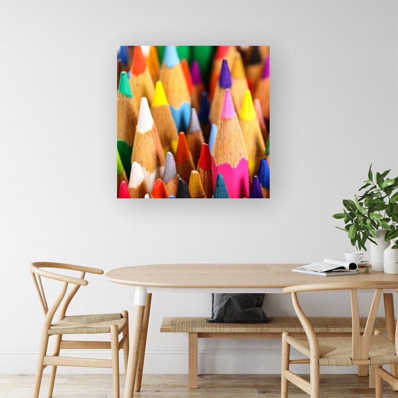 Colouring Pencils - Wrapped Canvas Print, 16cm H x 16cm W x 3.8cm D