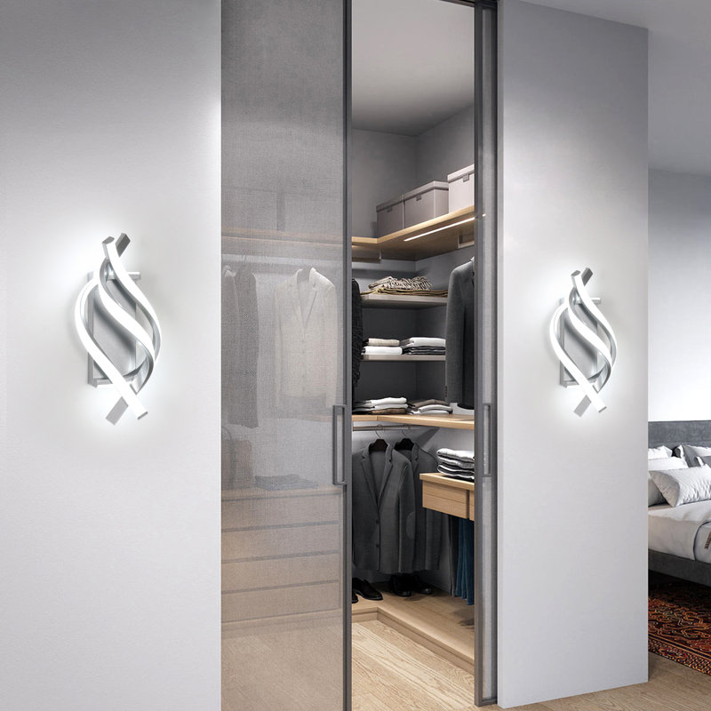 Shulin 3-Light Spiral-shaped Flush Mount Wall Sconce, 6500K, Silver