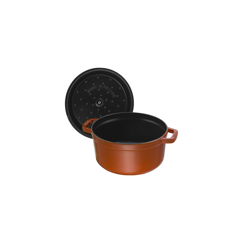 La Cocotte Cast Iron Round Cocotte, Burnt Orange, 2.75 quarts