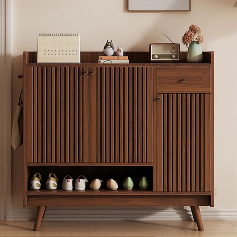 Rangement de chaussures simple à la maison, Bois brun foncé, 41.34" H x 47.24" W x 13.78" D