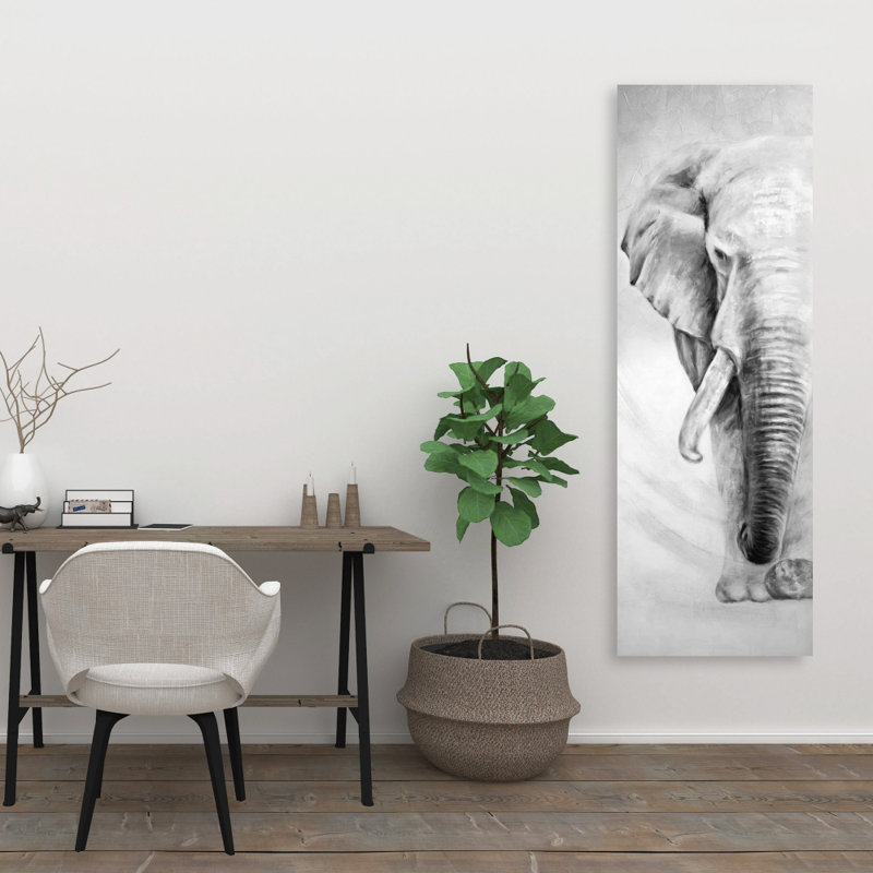 Grand éléphant - toile de salon grise pour la décoration intérieure