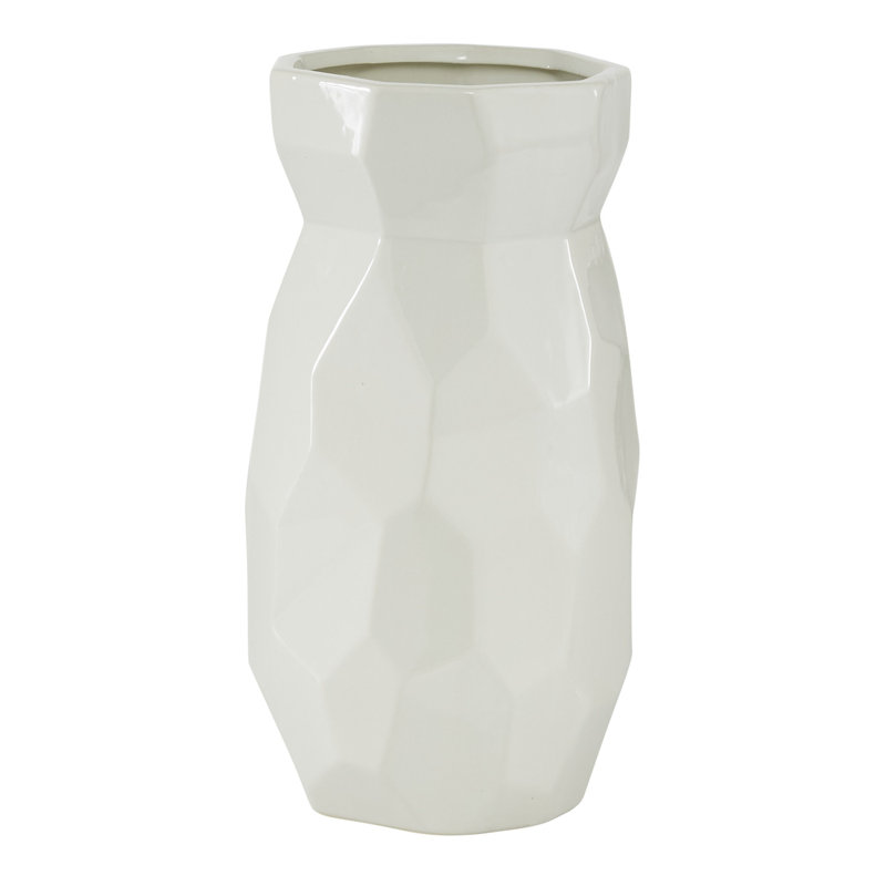 Vase moderne en céramique blanche Cosmoliving par Cosmopolitan, 12 x 6 x 6