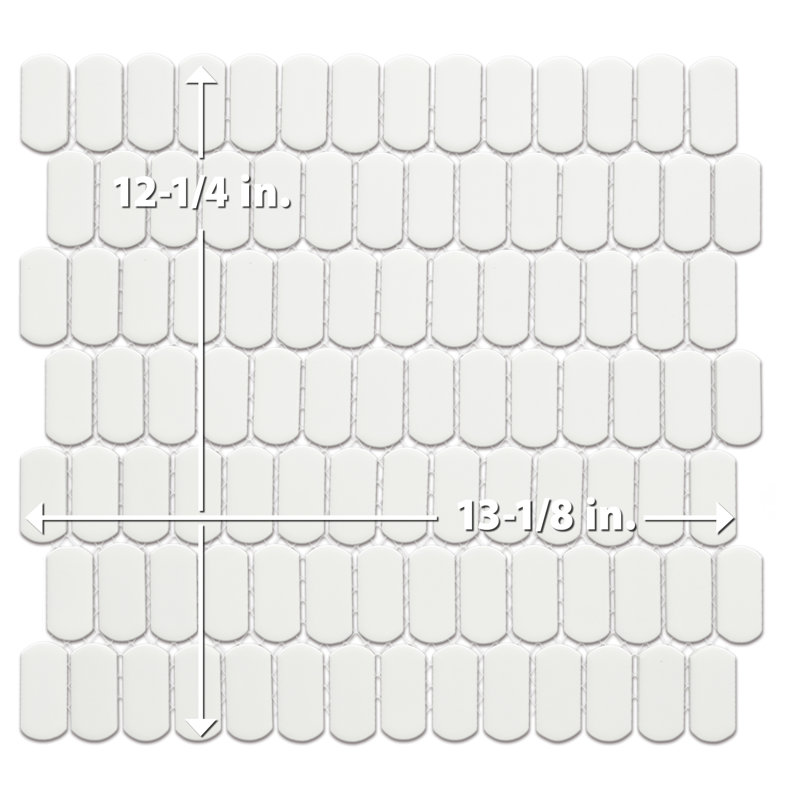 Hudson Capsule 12-1/4 In. X 13-1/8 In. Porcelain Mosaic Tile, Matte White