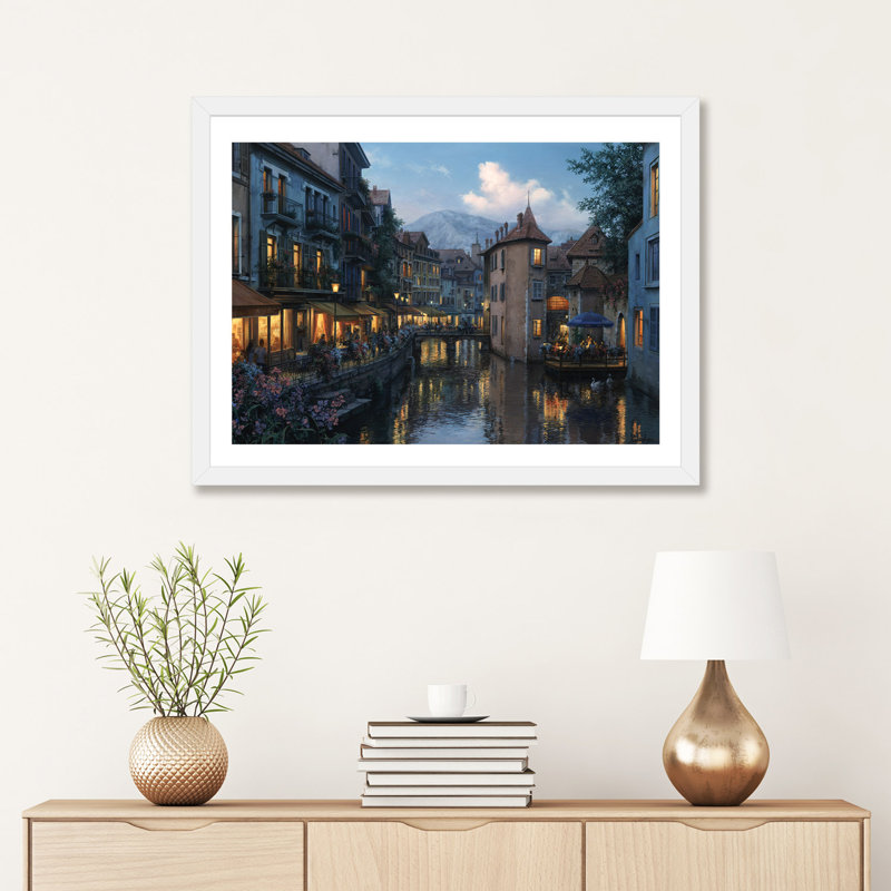 «Evening In Annécy», reproduction de photo, H 16 po x l 24 po x P 1 po, Papier blanc