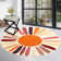 Cute Machine Washable Rugs Sunburst Area Rug Modern Non-Slip Rugs for Bedrooms Colorful Soft Carpet for Kids Dorm Nursery Reading Corner