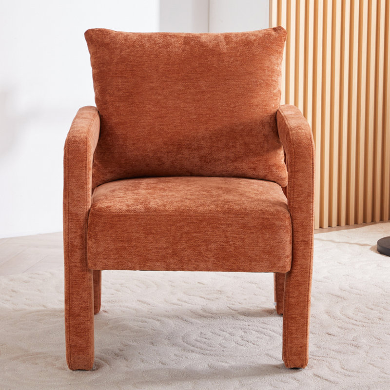 Upholstered Armchair, Orange Chenille