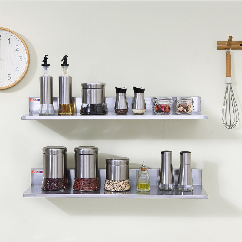 L-Shaped Metal Floating Shelf, 3.4" H x 30" W x 8.6" D