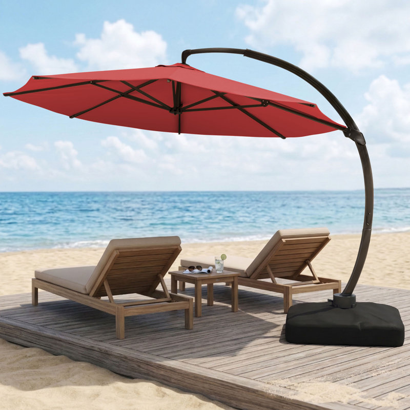 Parasol en porte-à-faux Ebonique 11 pi Deluxe avec base incluse, Rouge