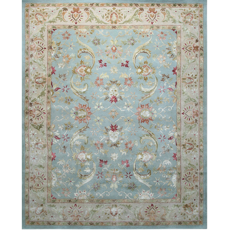 Tapis bleu en laine touffeté à la main Siska