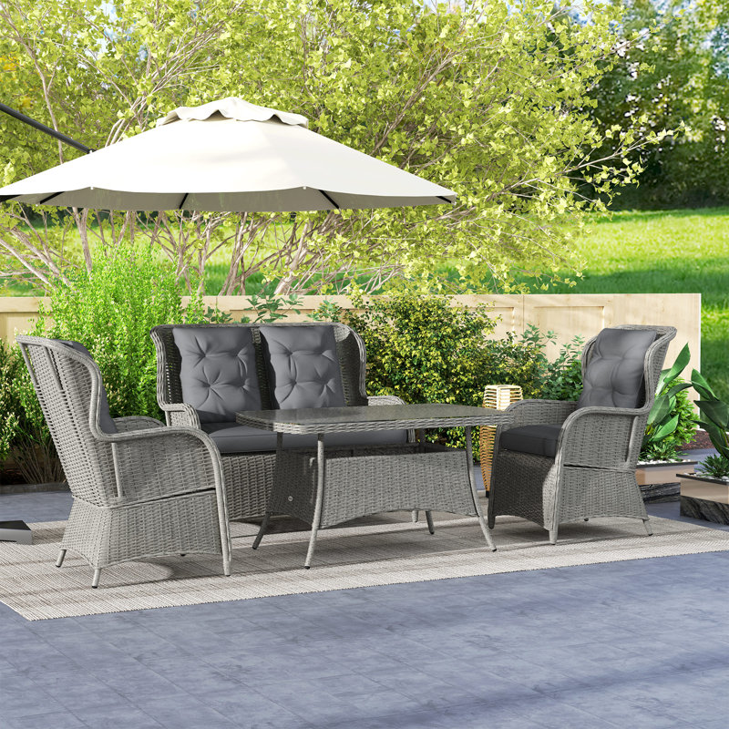 Wicker 4 - Person Garden Lounge Set with Cushions