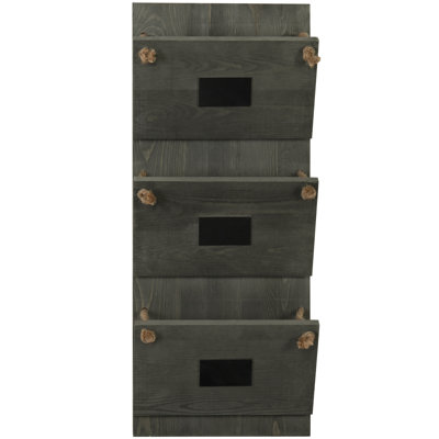 Erikson Wall 3-Slot Mail Organiser with Key Hooks and Mail Storage