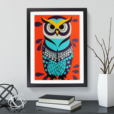 Colourful Owl No.3 Abstract - Single Picture Frame Painting