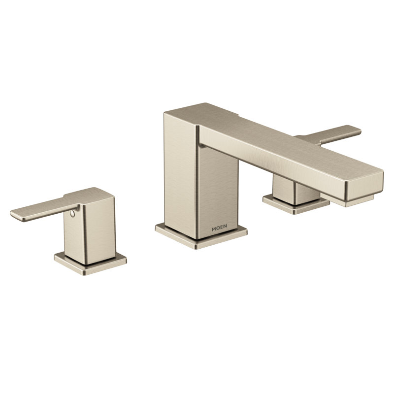 90 Degree Double Handle Deck Mounted Roman Tub Faucet Trim, Brushed Nickel