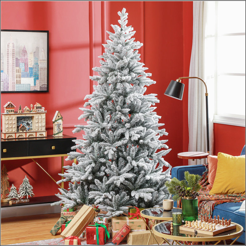 Arbre de Noël artificiel enneigé 6 pi avec 994 pointes, support en métal pliable, assemblage facile, arbre de Noël articulé pour la maison, le bureau, les Fêtes, vert