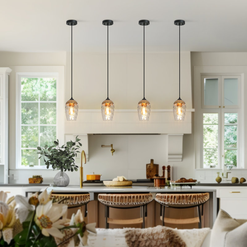 Hanshelmut 1-Light Single Shaded Kitchen Island Pendant(1-Set), Brass